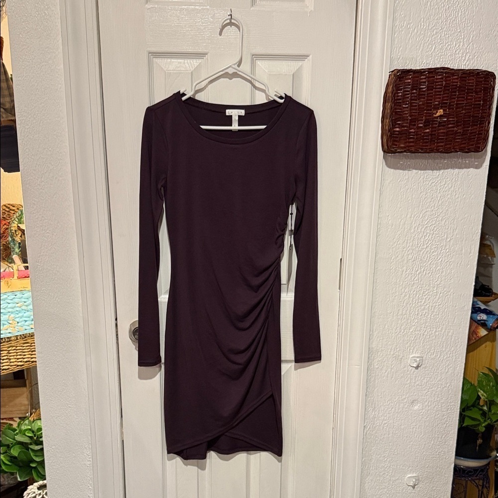 Leith Plum Long Sleeve Dress